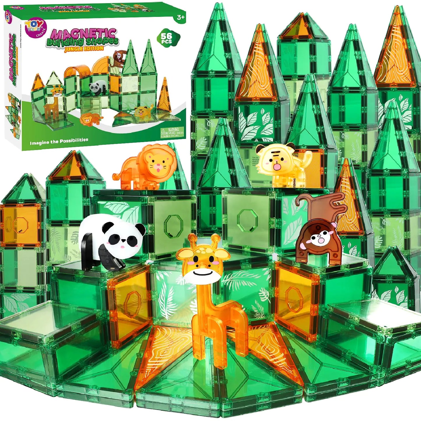 Magnetic Building Tiles (56 pcs) — Ages 3–8 | STEM Gift